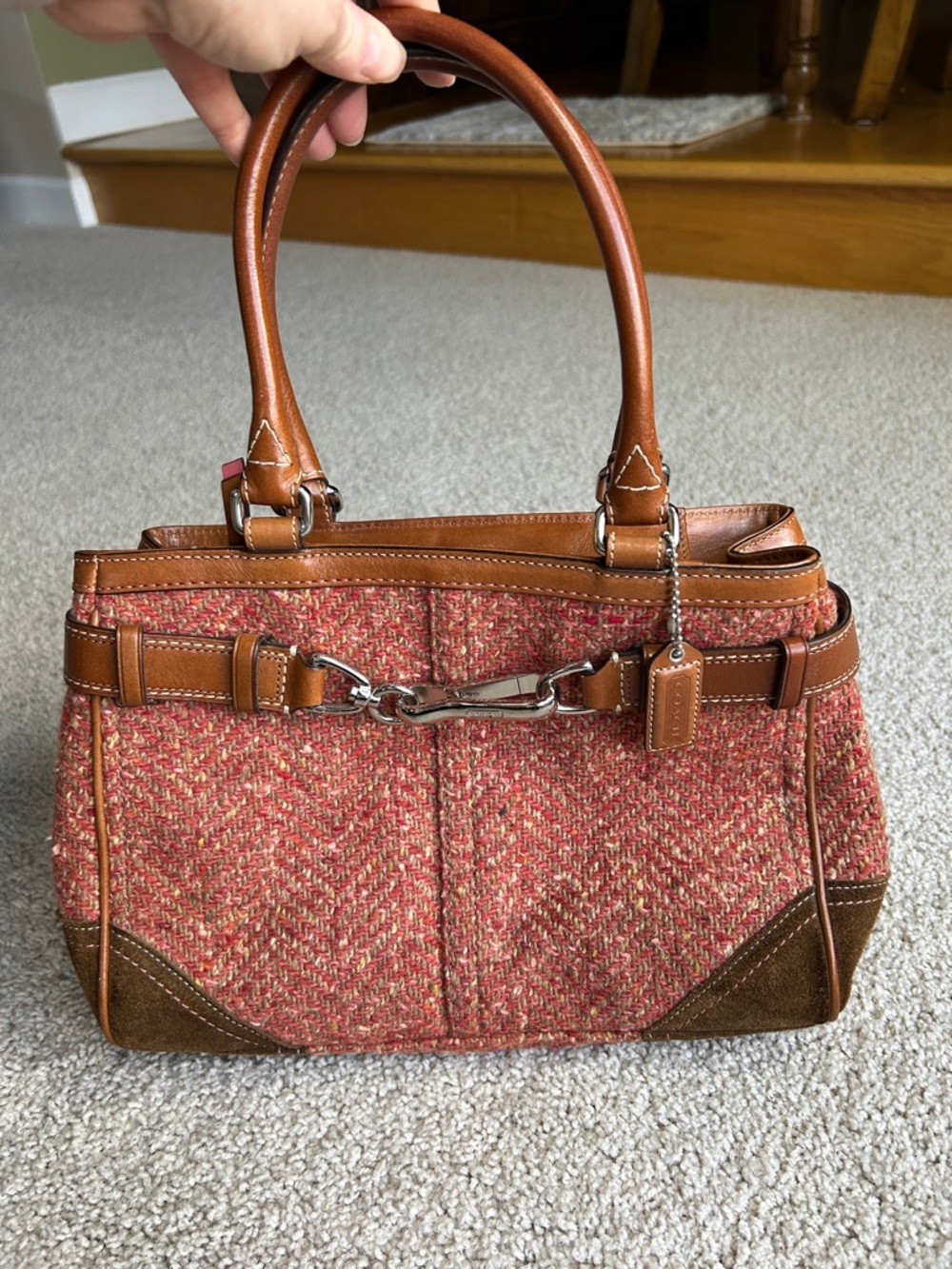 Vintage Wool Tweed Coach Handbag